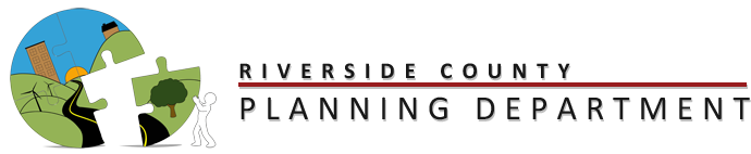Logo of Riverside County Planning Department featuring a stylized landscape with buildings, trees, and a person.